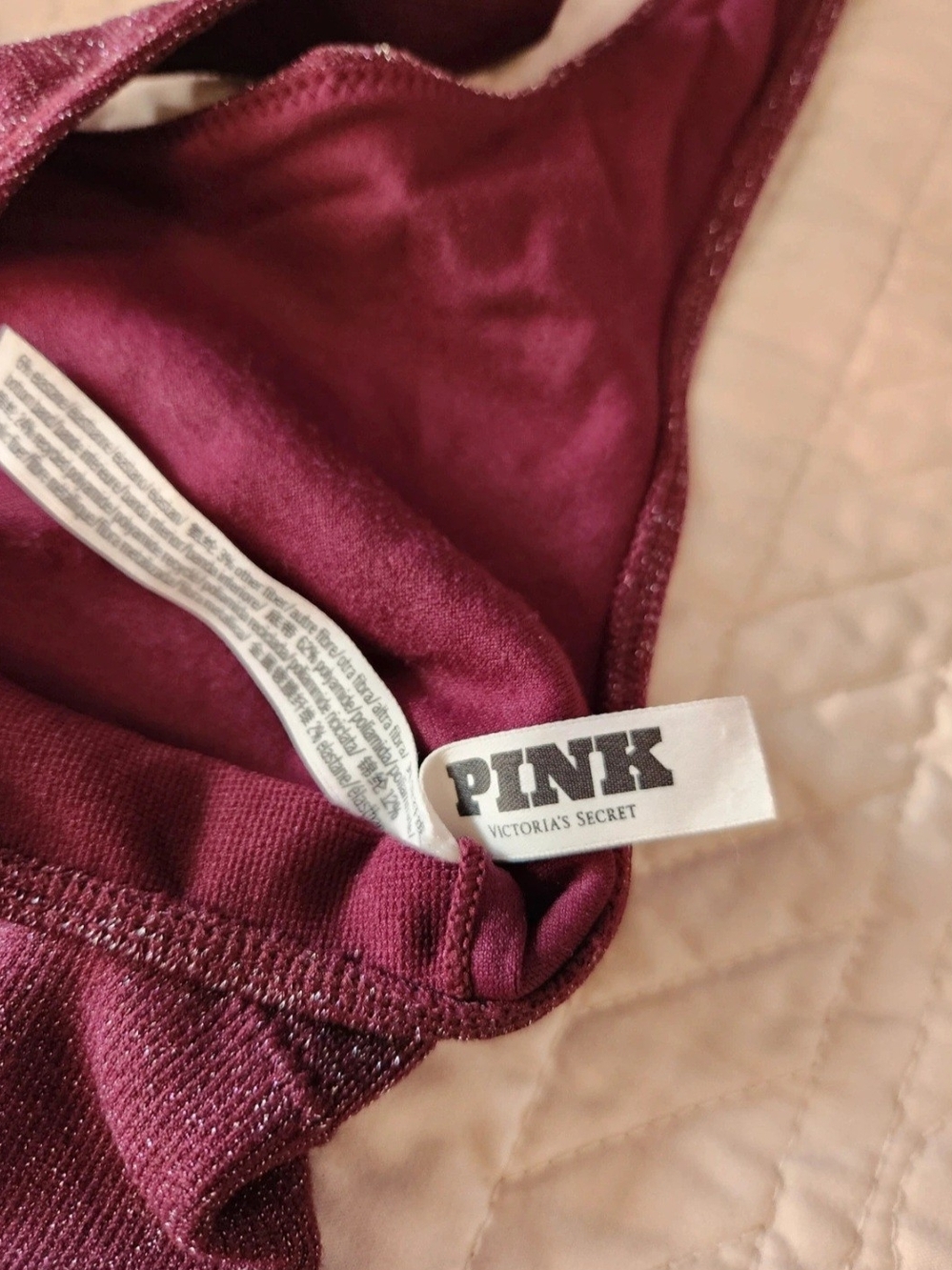 PINK Victoria's Secret Shimmery Wine Racerback Bralette - Picture 6 of 7